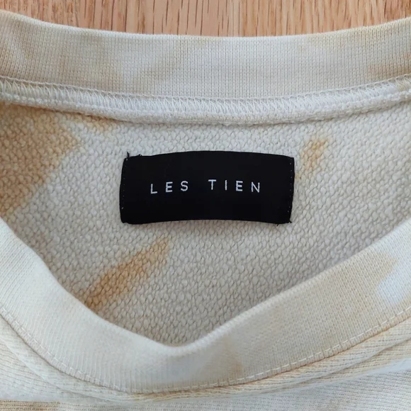 LES TIEN Tie-dye Brushed-back Cotton Sweatshirt - Beige - Picture 4 of 11